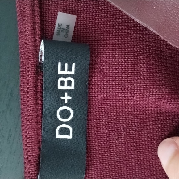 DO + BE deep burgundy faux leather asymmetrical tank stretch back size small - Picture 7 of 8